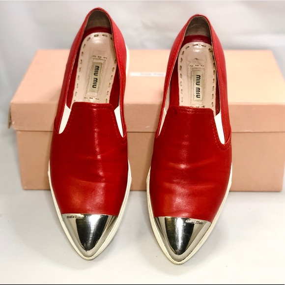 Miu Miu Shoes - MIU MIU Metal cap toe red sneaker 36.5/6.5